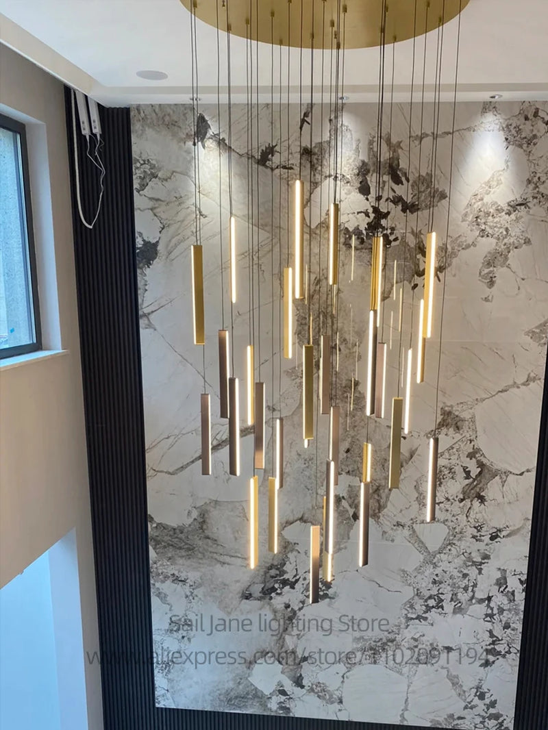 LED Nordic Chandelier Indoor Lighting Living Room Decorative Pendant Lighting Villa Duplex Building Light Staircase Chandelier