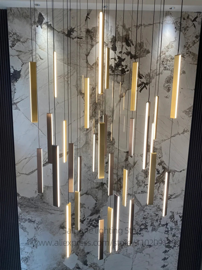 LED Nordic Chandelier Indoor Lighting Living Room Decorative Pendant Lighting Villa Duplex Building Light Staircase Chandelier
