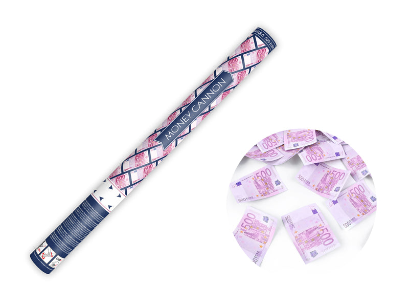 Konfettikanon med 500 euro-sedlar mix 60 cm