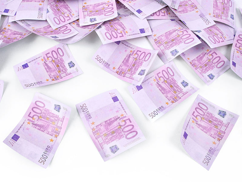 Konfettikanon med 500 euro-sedlar mix 60 cm