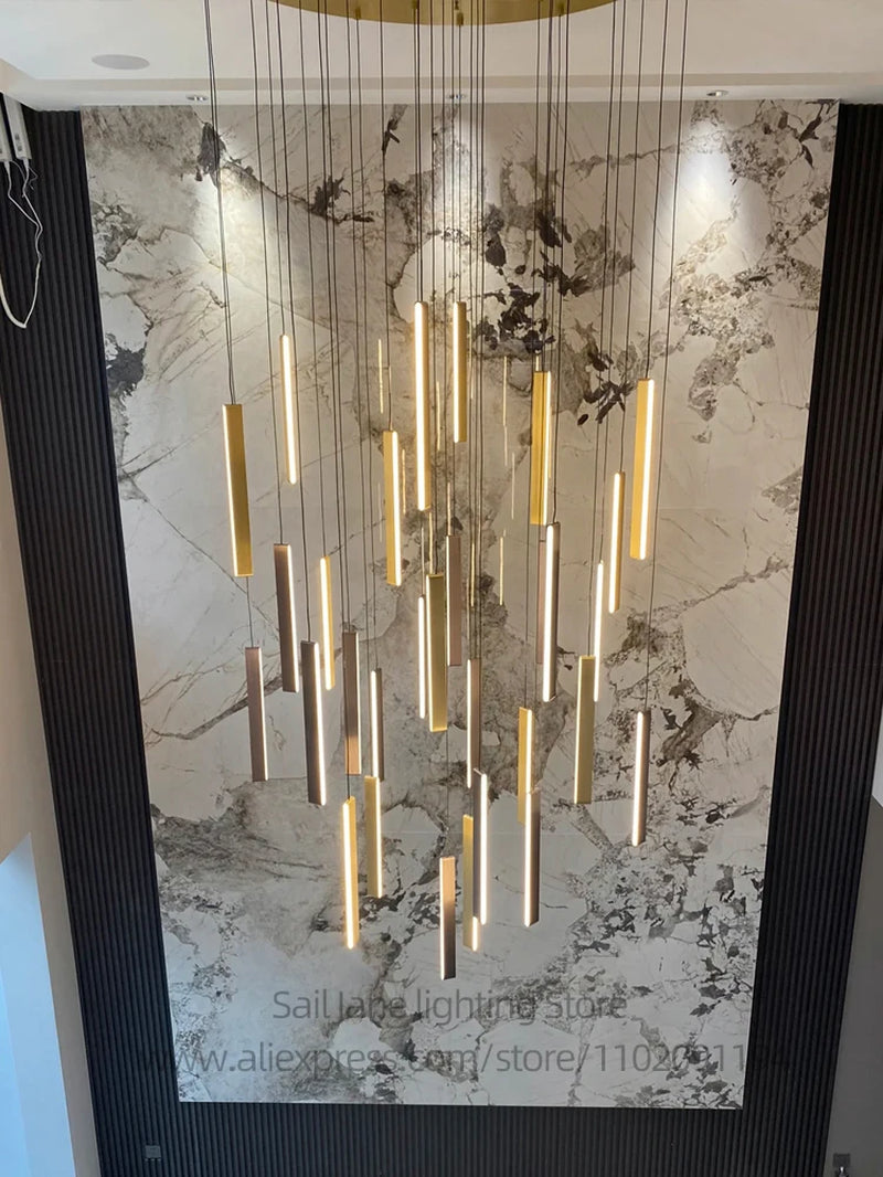 LED Nordic Chandelier Indoor Lighting Living Room Decorative Pendant Lighting Villa Duplex Building Light Staircase Chandelier