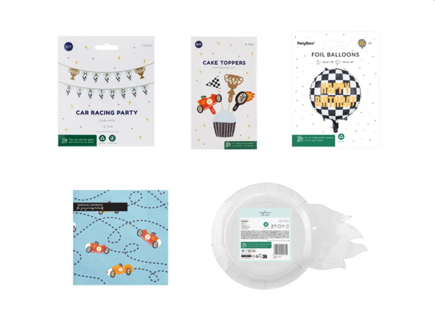 Bilar, mix-Komplett biltema festset för barnkalas