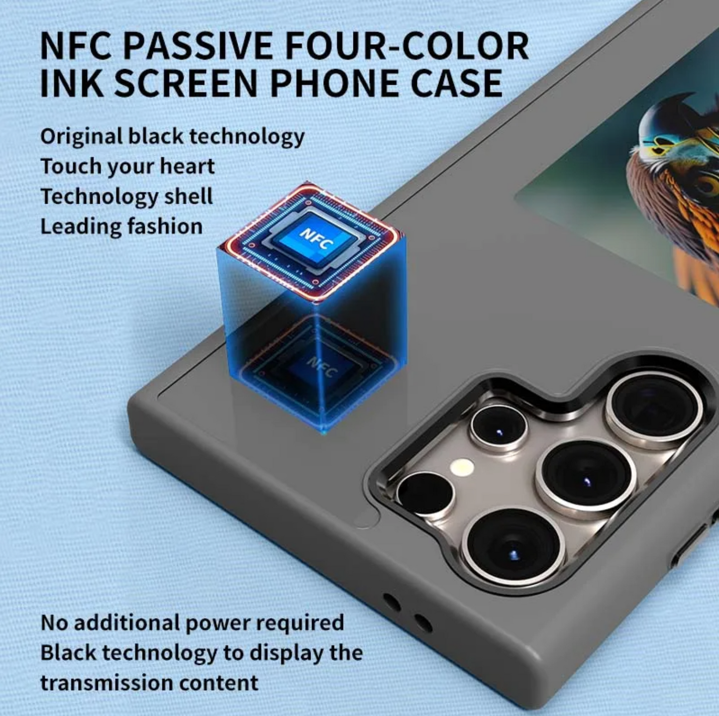 Smart AI Ink Skärm Skal för Samsung S24/S23 – Anpassningsbar Display med NFC