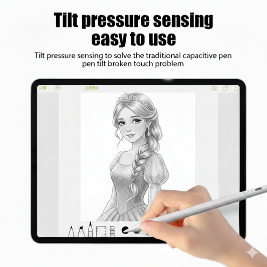 Styluspenna för iPad med Palm Rejection, Lutningskänslighet & Batteridisplay – Vit