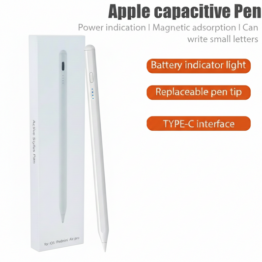 Styluspenna för iPad med Palm Rejection, Lutningskänslighet & Batteridisplay – Vit