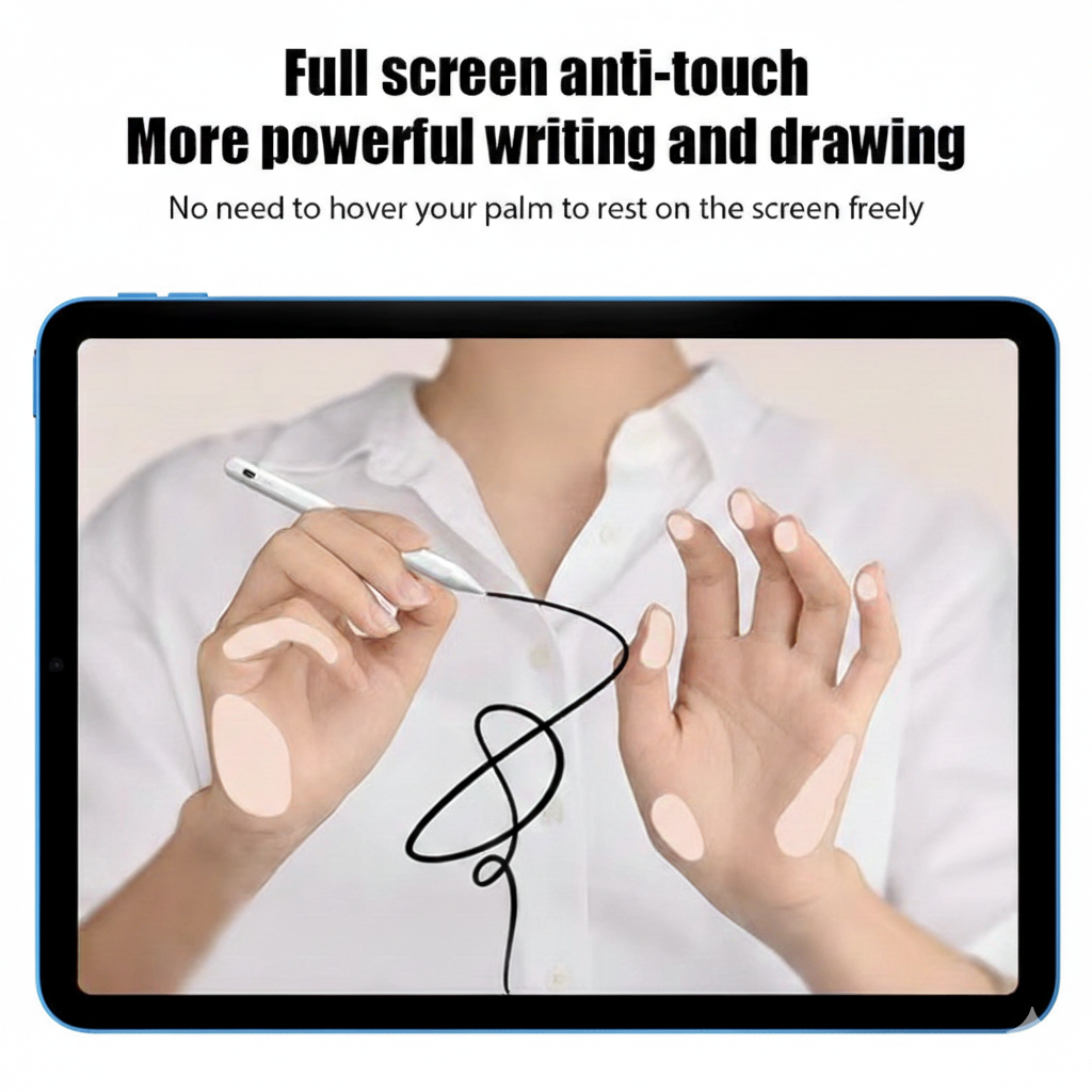 Styluspenna för iPad med Palm Rejection, Lutningskänslighet & Batteridisplay – Vit