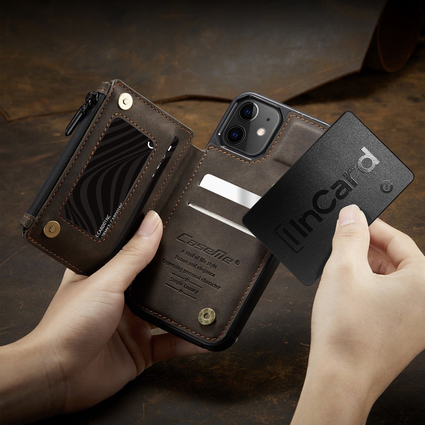 Ultratunt GPS-kort Spåra plånbok, värdesaker med Apple & Google