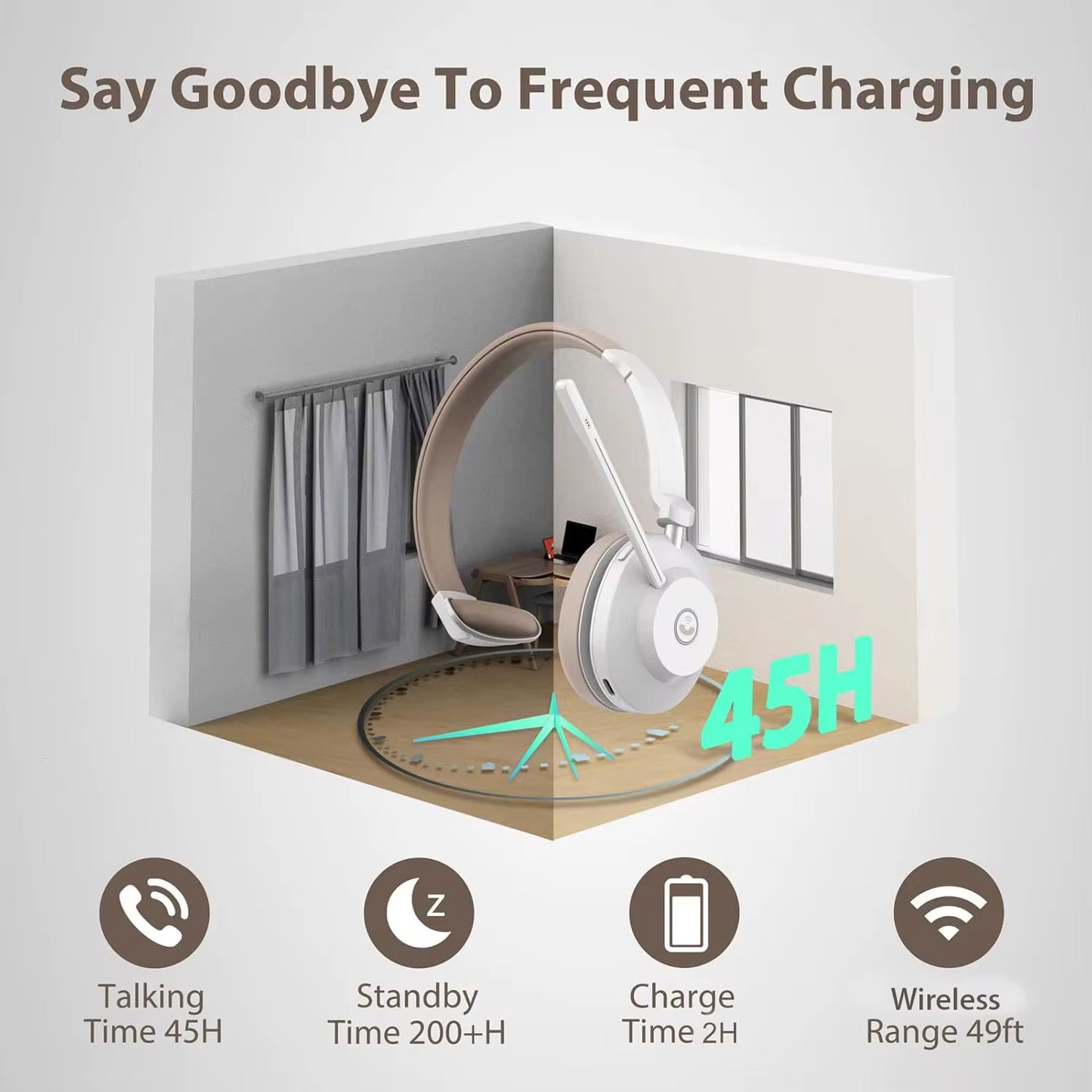 Trådlöst Headset med Mikrofon – Bluetooth 5.3