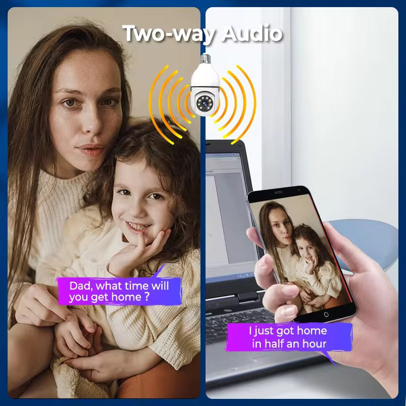 Säkerhetskamera glödlampa Rörelsedetektering WiFi IP-kamera