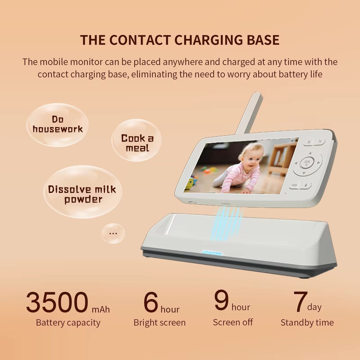 Babyvakt med Kamera & Monitor – HD-skärm, AI Gråtdetektering, Tvåvägsljud & Osynlig Nattvision