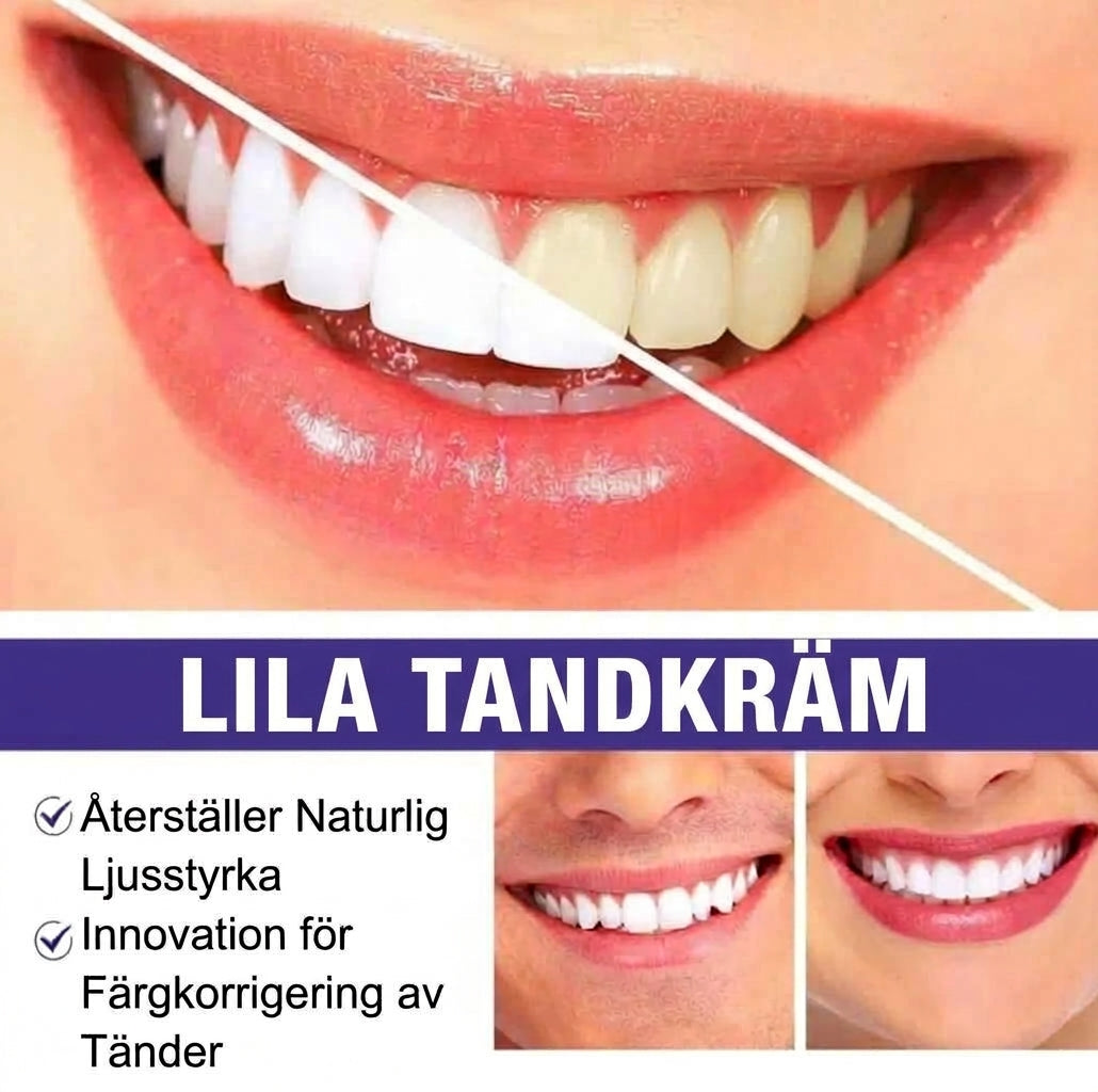Lila Tandkräm för Vitare Tänder – Neutraliserar Gula Toner