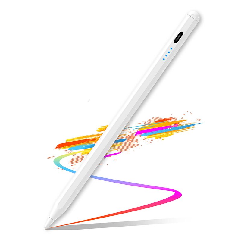 Styluspenna för iPad med Palm Rejection, Lutningskänslighet & Batteridisplay – Vit